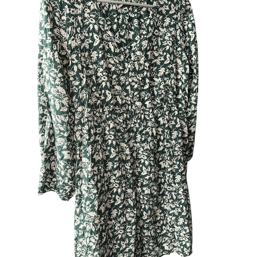 Madewell Green and White Floral Mini Dress